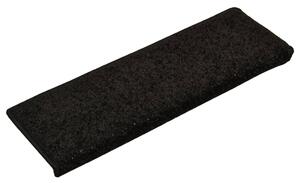Kobercové nášľapy na schody 15 ks, 65x21x4 cm, čierne