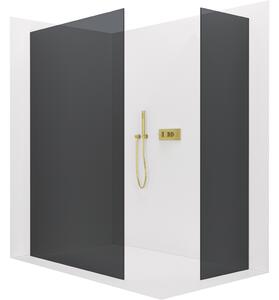 CERANO - Sprchová zástena Walk-in Crystal TL/P - bezvzperový systém - zlatá kartáčovaná, grafitové sklo - 50x50 cm