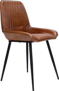 Komfortná jedálenská stolička v koži - hnedá