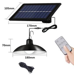 LED stmievateľný solárny luster na lane LED/1,8W/3,7V IP44 6500K 1600 mAh + diaľkové ovládanie