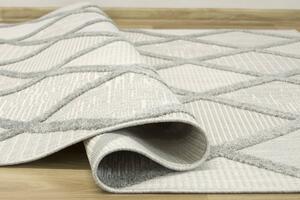 Šnúrkový koberec Stella D413A Romby sivý / strieborný / krémový