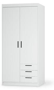 Šatníková skriňa Elenas 2D 3S 90 x 190 x 53 cm - biela