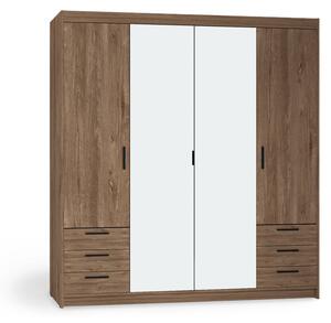 Šatníková skriňa so zrkadlom Elenas 4D 6S 176 x 190 x 53 cm - dub lefkas