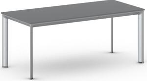 Rokovací kancelársky stôl PRIMO INVITATION, 180x80 cm, sivostrieborná podnož, grafit