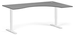 Ergonomický výškovo nastaviteľný stôl, 180x120 cm, 1 motor, L/P, biela podnož, grafit