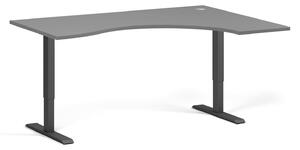 Ergonomický výškovo nastaviteľný stôl, 160x120 cm, 2 motory, L/P, čierna podnož, grafit