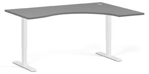 Ergonomický výškovo nastaviteľný stôl, 160x120 cm, 1 motor, L/P, biela podnož, grafit