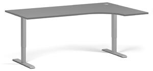 Rohový výškovo nastaviteľný stôl, 180x120 cm, 1 motor, L/P, sivá podnož, grafit
