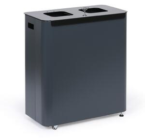 Odpadkový kôš na triedený odpad, 2 x 60 l, lakovaný sivý