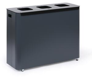 Odpadkový kôš na triedený odpad, 3 x 60 l, lakovaný sivý