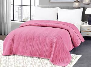 Svetloružový zamatový prehoz na posteľ so vzorom ARROW VELVET Rozmer: 200 x 220 cm