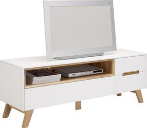 TV DIEL, dub, biela, farby duba, 153/54,5/41 cm Hom`in - TV nábytok