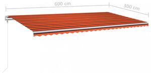 Ručne zaťahovacia markíza so stĺpikmi 600x300 cm Dekorhome Krémová