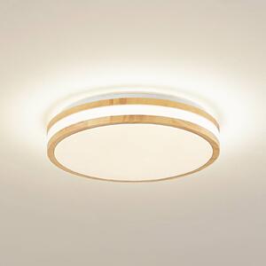 Lindby LED stropné svietidlo Emiva, Ø 39,5 cm, CCT, drevo