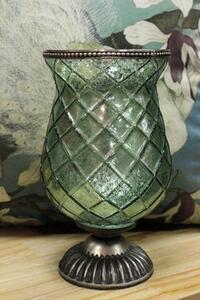 Zelený rustikálny svietnik v tvare čaše 22cm