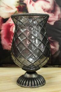 Sivý rustikálny svietnik v tvare čaše 22cm