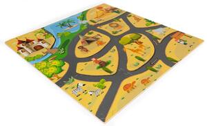 Penová podložka pre deti, puzzle safari, 9 dielov, 93x93cm