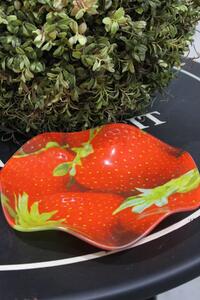 Červená miska na ovocie v jahodovom dizajne 24cm