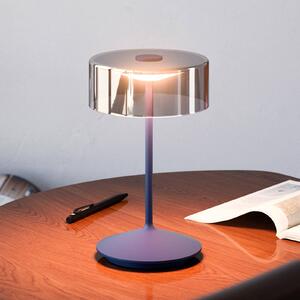 Nabíjateľná stolná lampa Numotion LED, modrá, sklo, IP54, stmievateľná