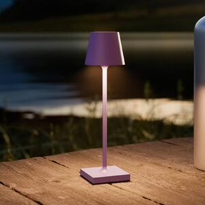 Nuindie vrecková LED dobíjacia stolná lampa, fialová, IP54, stmievateľná