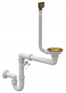 Sink Quality Ferrum New 4050, 1-komorový granitový drez 400x500x185 mm + zlatý sifón, biela, SKQ-FER.4050.WH.XG