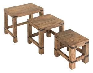 CASTLE Príručný stolík - set 3 stolíkov, palisander