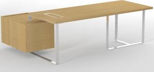 NARBUTAS - Kancelársky stôl PLANA 204x150x75 cm s pevným kontajnerom na pravej strane