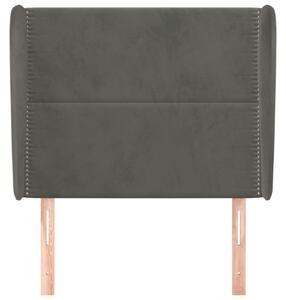 Čelo postele so záhybmi tmavosivé 93 x 23 x 118/128 cm zamat