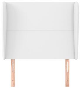 Čelo postele so záhybmi biely 93x23x118/128 cm umelá koža