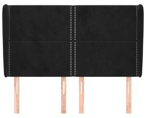 Čelo postele so záhybmi čierne 147x23x118/128 cm zamat