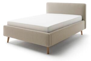 Taupe čalúnená dvojlôžková posteľ s úložným priestorom s roštom 140x200 cm Mattis – Meise Möbel
