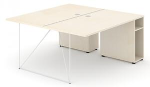 NARBUTAS - Dvojmiestny pracovný stôl AIR s otvorenými policami 160x160