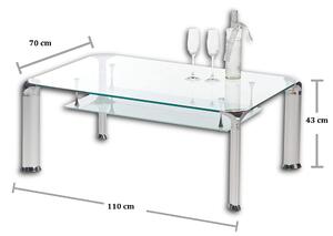 Konferenčný stolík ALBERTO číre sklo/kov