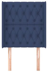 Čelo postele so záhybmi modré 83x16x118/128 cm látka