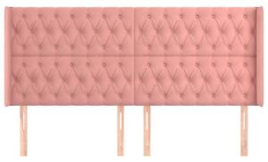 Čelo postele so záhybmi ružový 203x16x118/128 cm zamat