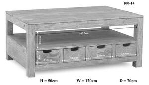 GREY WOOD Konferenčný stolík so šuplíkmi 120x70 cm, palisander