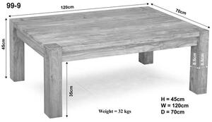 WHITE WOOD Konferenčný stolík -klasik 120x70 cm, akácia