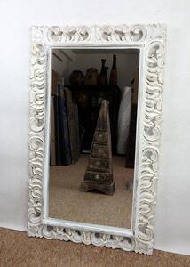 Zrkadlo LUGAR biele, 100x60 cm, exotické drevo, ručná práca