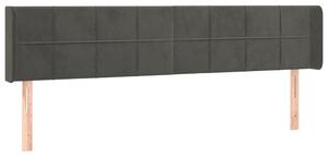 Čelo postele s LED tmavosivé 183x16x78/88 cm zamat