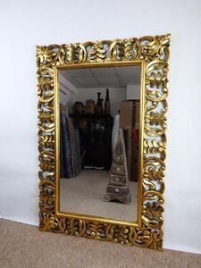 Zrkadlo DREAM zlaté, 120x80cm, exotické drevo, ručná práca