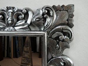 Zrkadlo TULIP strieborné, 80x60 cm, exotické drevo, ručná práca