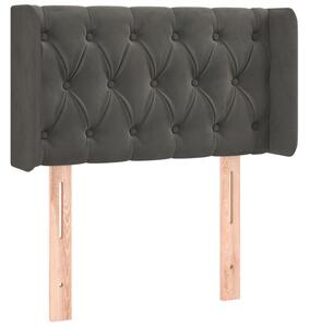 Čelo postele s LED tmavosivé 83x16x78/88 cm zamat