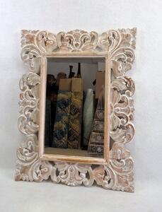 Zrkadlo TULIP hnedá natural, 80x60 cm, exotické drevo, ručná práca