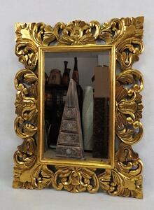 Zrkadlo TULIP zlaté, 80x60 cm, exotické drevo, ručná práca