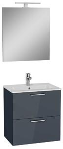 Kúpeľňová zostava s umývadlom, zrkadlom a osvetlením Vitra Mia 59x61x39,5 cm antracitový lesk MIASET60A