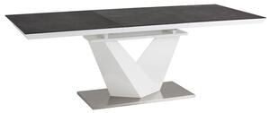 Stôl ALARAS II čierny vzor kameňa / biely lak 140(200)x85
