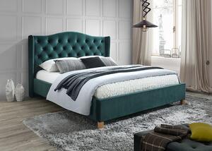 Zelená čalúnená posteľ ASPEN VELVET 160 x 200 cm