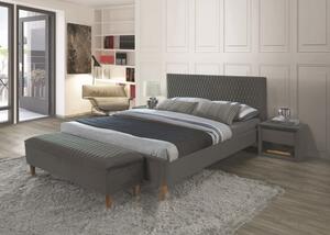 Čalúnená posteľ AZURRO VELVET 160 x 200 cm farba sivá/dub