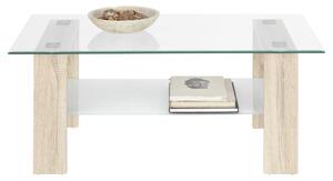KONFERENČNÝ STOLÍK, biela, dub sonoma, sklo, kompozitné drevo, 110/65/45 cm Carryhome - Stolíky do obývačky