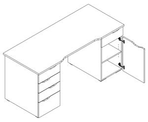 PC stôl LOKI dub sonoma/sivá vysoký lesk
